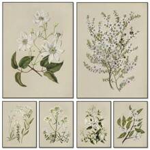 1 件复古美女风格植物花卉画廊艺术海报帆布画墙面印刷画适用于客厅家居装饰无框 - 彩色 - 查看 2