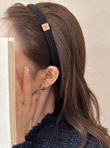 4条装女士简约纯色针织发带，优雅百搭，适合日常佩戴，秋冬季节，发箍，发圈头饰