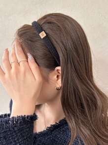 4条装女士简约纯色针织发带，优雅百搭，适合日常佩戴，秋冬季节，发箍，发圈头饰