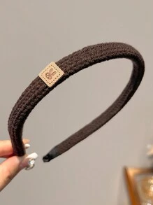 4条装女士简约纯色针织发带，优雅百搭，适合日常佩戴，秋冬季节，发箍，发圈头饰