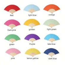12-Piece Set Of Colorful Foldable Paper Fans, DIY Bamboo Portable Handheld Fans, Perfect For Weddings, Personalized Fashion Fans, Party Decorations, Arts And Crafts Home Decoration Best Gifts Birthday - Multicolor - View 1