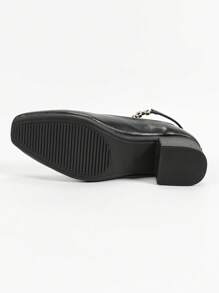 New Fashion Mary Jane Single Strap Square Toe Women High Heel Pumps - Black - View 9