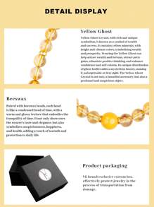 [VE] 1pc High-Quality Silver Natural Yellow Phantom Quartz Phone Charm. The Brilliance Of The Yellow Phantom And The Warmth Of Amber Are Combined To Create A Unique Phone Charm, Symbolizing Protection And Good Fortune. The Unique Charm Showcases Your Personalized, While Also Bringing You Warmth And Tranquility, A Perfect Blend Of Fashion And Blessings. The Natural Gemstone Color Is Random. - Widgets - View 5