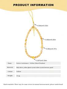 [VE] 1pc High-Quality Silver Natural Yellow Phantom Quartz Phone Charm. The Brilliance Of The Yellow Phantom And The Warmth Of Amber Are Combined To Create A Unique Phone Charm, Symbolizing Protection And Good Fortune. The Unique Charm Showcases Your Personalized, While Also Bringing You Warmth And Tranquility, A Perfect Blend Of Fashion And Blessings. The Natural Gemstone Color Is Random. - Widgets - View 7