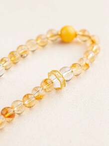 [VE] 1pc High-Quality Silver Natural Yellow Phantom Quartz Phone Charm. The Brilliance Of The Yellow Phantom And The Warmth Of Amber Are Combined To Create A Unique Phone Charm, Symbolizing Protection And Good Fortune. The Unique Charm Showcases Your Personalized, While Also Bringing You Warmth And Tranquility, A Perfect Blend Of Fashion And Blessings. The Natural Gemstone Color Is Random. - Widgets - View 4