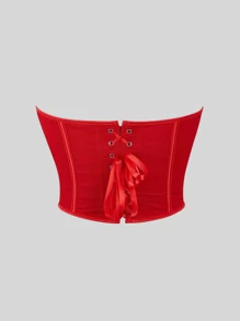 New Arrival Red Matte Texture Strapless Tight Bustier Women's Sexy Corset Top