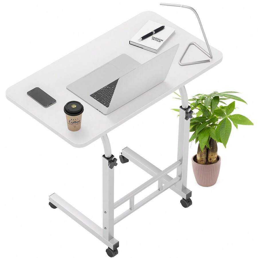 Ajustable Mesas Laterales Escritorio Mesa Auxiliar Mesa Para Jardín Soporte Para Laptop Pupitres Mesa Para Laptop Con Ruedas Y De Altura Ajustable - Blanco - Ver 1