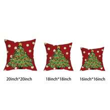 4 Stücke Weihnachtsbaum, Schneemann, Weihnachtswichtel Dekoration, Kissenbezug, Weihnachtsgeschenk, rote grüne Punkte, Punkte Veranda, Außendekoration Zuhause Glocken, Stechpalme Beeren, Winter Feiertag Party Kissen, eine Seite, ohne Kissenfüllung