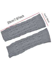 Cable Knit Fingerless Mittens, Warm Knitted Half Finger Gloves - Multicolor - View 4