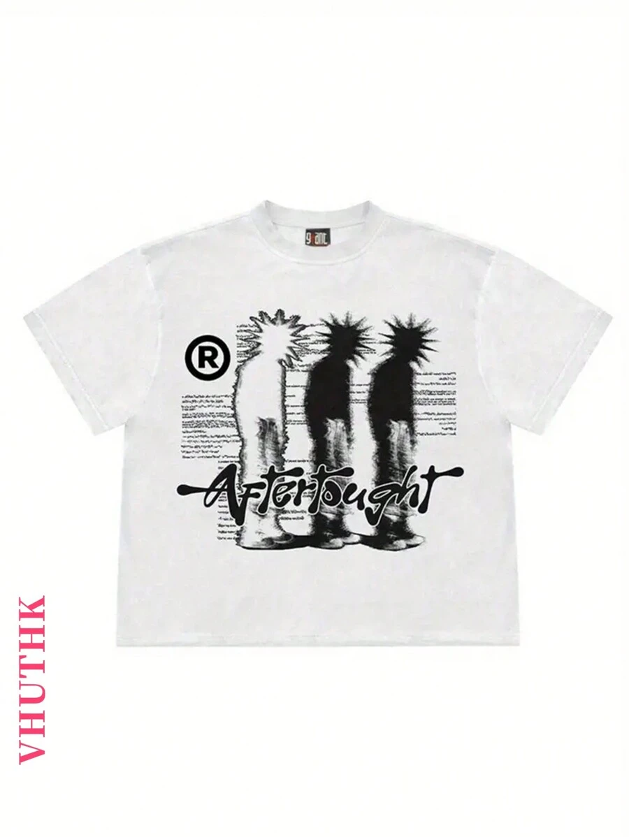 (220 Pure Cotton T-Shirt)    Men's Summer Round Neck Short Sleeved Casual Pure Cotton  Y2k Style - 白色 - 查看 1