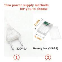 33 英尺 100 个 LED 白色灯串适用于圣诞节圣诞树装饰欧盟插头/电池盒室内装饰户外装饰灯户外防水透明线，8 种模式闪烁灯串适用于客厅树卧室婚礼装饰 - 彩色 - 查看 3