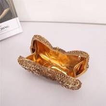 Luxury Crystal Covered Diamond Bow Evening Clutch Bag Chain Shoulder Evening Bag Chain Women Handbag - Vàng - Xem 4