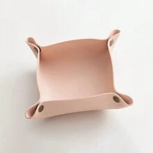 1pc Personalized PU Leather Jewelry Tray, Name Letter Pattern Design, For Keys, Rings, Necklaces, Earrings Storage And Display, Foyer, Living Room Coffee Table Decor, Suitable For Wedding Memento, Valentine's Day, Mother's Day Gift