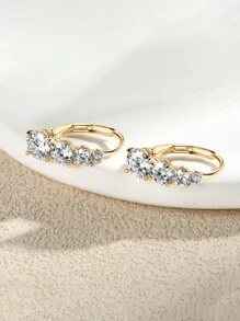 1件S925银0.5克拉莫桑石耳环，闪耀欧美轻奢优雅风格，适合婚礼、订婚、宴会、派对、送给老婆女友的生日礼物、情人节礼物、周年纪念礼物，或母亲的生日和节日礼物 - 金色 - 查看 4