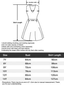 少女浅蓝色手工串珠 3D 蝴蝶结派对礼服，公主裙适合女孩礼服、生日派对、少女伴娘、花童、学校派对、舞会、节日庆典 - 淺藍色 - 查看 8