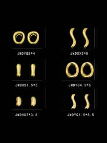 20Pcs 3D Gold Metal Nail Accessories, Gemstones In The Shape Of Rivet Circles, Rivet S Shapes, Rivet Peanuts, Etc., Nail Art Products For Women And Girls(Random)
