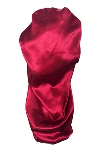 1 bộ mũ ngủ buộc dài màu đỏ tía thời trang & dây buộc tóc, bộ chăm sóc tóc - Màu Đỏ Sâu - Xem 4