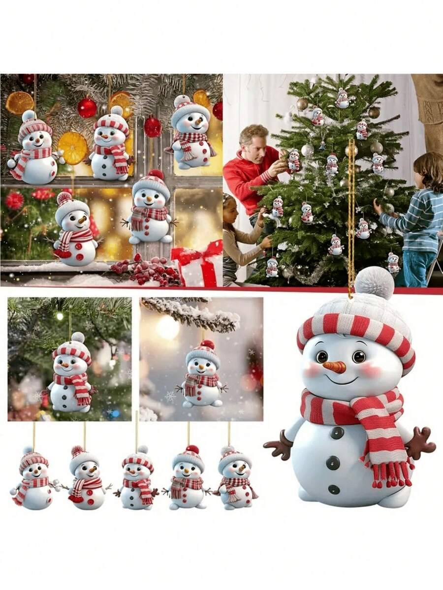 5 đồ trang trí treo hình người tuyết dễ thương cho Giáng sinh, năm mới, trang trí cây thông Noel, sinh nhật, đám cưới, sự kiện kỷ niệm, Acrylic, Giáng sinh - trắng - Xem 1