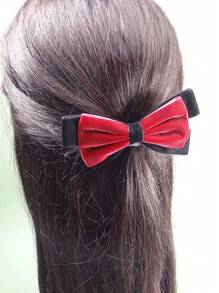 新款法式圣诞红色弹簧夹，性感枕顶夹弹簧夹，优雅时尚横夹，优雅百搭顶夹女士蝴蝶结发饰，流行仙女般的节日假期华丽头饰，天鹅绒蝴蝶结顶夹 - 彩色 - 查看 9