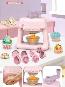 1件套儿童彩泥面条机幼儿园手工制作超轻粘土冰淇淋机橡皮泥模具玩具套装儿童仿真厨房过家家玩具套装手工彩泥面条机女孩玩具冰淇淋机厂 - 彩色 - 查看 6