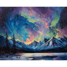 Aurora Northern Lights 数码绘画套装（成人版）DIY 帆布绘画套装（包括丙烯酸颜料和画笔），无框 16x20 英寸 - 通过鲜艳的色彩和精致的艺术表达创造力 - 彩色 - 查看 4
