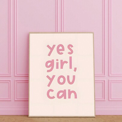 1pc Empowering Girls Canvas Print : Yes, Girl, You Can - Inspirational Art For Home Decor - Perfect For Girls' Bedrooms, Living Rooms, Hallway Wall Decor - Perfect Home Gift - Canvas (Framed),Wall Art,Poster Gifts Birthday Graduation