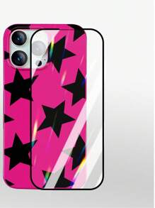 2 件星形主题手机壳，极简主义黑色五边形，粉色五边形，相机镜头保护，兼容 iPhone，非常适合作为礼物或个人使用 - 彩色 - 查看 3