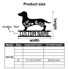 1 pieza Decoración de pared de arte de metal personalizable con salchicha dóberman con texto personalizado, silueta de perro con flores, cartel de metal para amantes de las mascotas, regalo personalizado para propietarios de perros, decoración colgante interior y exterior para amantes de los perros, regalos de Navidad, ornamentos, decoración del hogar, decoración de pared, decoración de habitación, decoración de la sala de estar, decoración de dormitorio, decoración de baño, decoración de cocina, decoración de la casa, regalos personalizados, regalos personalizados, decoración de jardín al aire libre