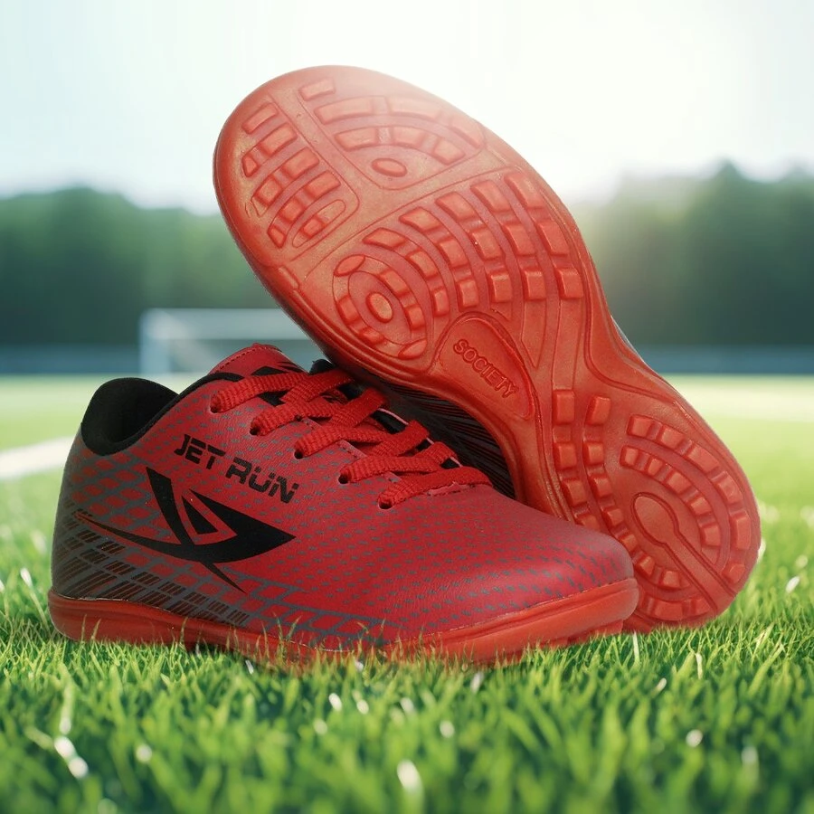 X JET RUN Children's Futsal And Society Football Boots Original Grass And Indoor Children's School Size 26 To 33 Stock - 紅色 - 查看 1