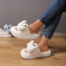 Ladies' Fluffy Fashion Slippers For Office And Home Use - Beige - View 2