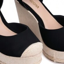 Domidona Women's Closed Toe Wedge Heel Sandal - 黑色 - 查看 8