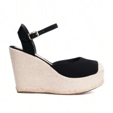 Domidona Women's Closed Toe Wedge Heel Sandal - 黑色 - 查看 3