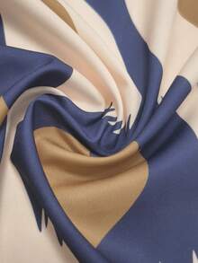 Women's Retro Geometric Print V-Neck Long Sleeve Casual Elegant Dress