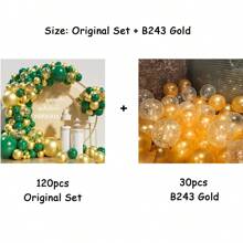 120 piezas Kit de combinación de globos de látex verdes, dorados metálicos y de confeti para decoración de fiesta de graduación, cumpleaños, boda, aniversario, Navidad, Año Nuevo