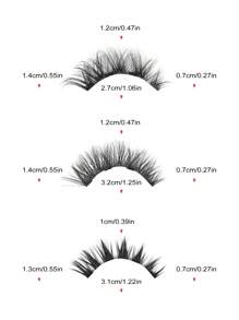 3 Pairs Magnetic False Eyelashes Kit With Mirror & Applicator Reusable Glue-Free Eyelashes Natural Manga Eyelashes Cat Eye Fluffy Faux Mink Eye Lashes With Tweezers Makeup Tool For Beauty, Travel, Daily Work,Halloween,Cosplay 7-14mm - 黑色 - 查看 3