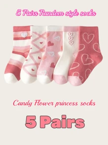 5 双四季粉色系列甜心透气柔软儿童袜子