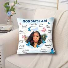 Customized Throw Pillow Cover With "God Said I'm The Theme" Image, Personalized Gift, Daughter Gift, Sofa/Bed Cushion Cover, Double-Sided Printing, Zipper Closure (Pillow Insert Not Included)