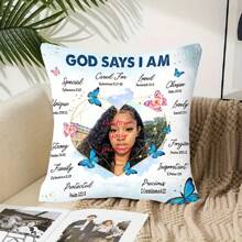 Customized Throw Pillow Cover With "God Said I'm The Theme" Image, Personalized Gift, Daughter Gift, Sofa/Bed Cushion Cover, Double-Sided Printing, Zipper Closure (Pillow Insert Not Included)
