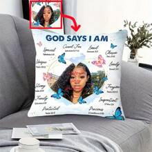 Customized Throw Pillow Cover With "God Said I'm The Theme" Image, Personalized Gift, Daughter Gift, Sofa/Bed Cushion Cover, Double-Sided Printing, Zipper Closure (Pillow Insert Not Included)