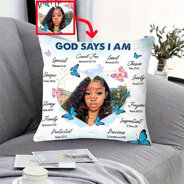 Customized Throw Pillow Cover With "God Said I'm The Theme" Image, Personalized Gift, Daughter Gift, Sofa/Bed Cushion Cover, Double-Sided Printing, Zipper Closure (Pillow Insert Not Included)