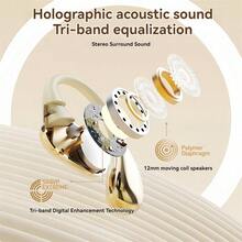 2025 新款无线耳塞 - 触摸控制、ENC 防噪音麦克风、高清语音、立体声低音、开放式耳塞、无线充电盒、兼容 Apple 和 Android 设备、适合游戏和跑步、兼容 、iPad、笔记本电脑、适用于 IOS/Android 用户、送给家人、朋友、孩子、生日、圣诞节、冬季、节日的礼物、小巧便携、沉浸式立体声、直观的触摸控制立体声入耳式耳机，带 LED 显示屏充电盒 - 均碼 - 查看 4