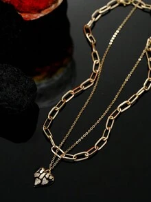 Bộ 2 dây chuyền nhiều lớp thời trang có mặt trang trí bằng đá Zirconia, quà tặng cho tiệc nam, Giáng sinh, năm mới, ngày lễ tình nhân - Nhiều màu - Xem 12