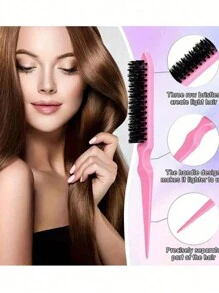 10 件/套网格梳、尾梳和喷雾瓶、去角质刷套装、发夹和发带组合，用于清洁、修饰、按摩，适合发型设计 - 彩色 - 查看 4