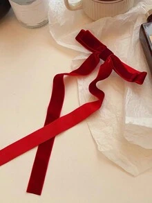 1 件圣诞节和新年红色丝带蝴蝶结发夹，半扎发型发饰 - 彩色 - 查看 4