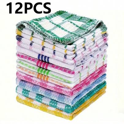 12 Pack Geschirrtücher mit Waffelmuster - schnelltrocknend, saugfähig für Handwäsche, quadratische Geschirrtücher im Weltraum-Thema für Wohnzimmerreinigung & Trocknen, ohne Strom benötigt