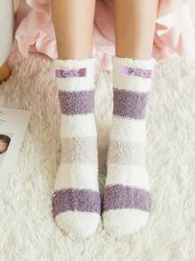 4 Pairs Of Cute Woolen Women's Mid Tube Socks, Winter Warm Socks, And Non Slip Floor Socks. Interesting Plush Socks.Fuzzy Socks - Multicolor - View 3
