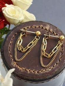 1 对双链吊坠耳环，适合女士女孩，不锈钢日常佩戴珠宝，生日礼物 - 耳環 - 查看 2