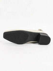 New Arrivals Fashion Mary Jane Buckle Closed Toe Women Thick High Heel Wedding Shoes - Apricot - View 9