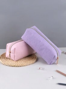 1/2 pièces Trousse à crayons en velours côtelé, organisateur de papeterie en velours côtelé de couleur unie à grande capacité, fournitures de rangement essentielles pour les étudiants.