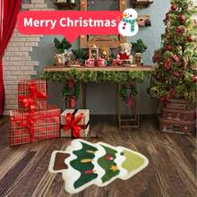 1 件圣诞地毯|房间垫，圣诞装饰可爱浴室垫，圣诞装饰趣味浴室地毯防滑卡通浴室地毯浴室垫毛绒淋浴地毯可洗